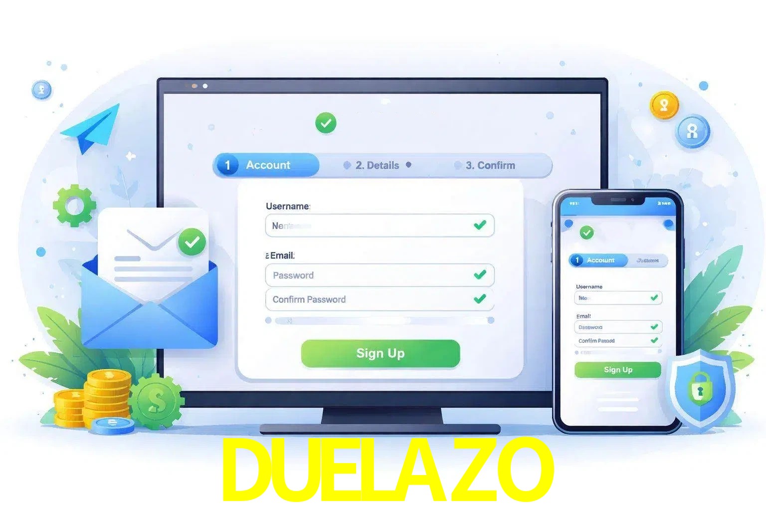 Registro de nuevo usuario y configuración de cuenta DUELAZO